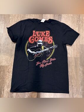 Black Luke Combs Band Graphic Tee with Red and Yellow Accents